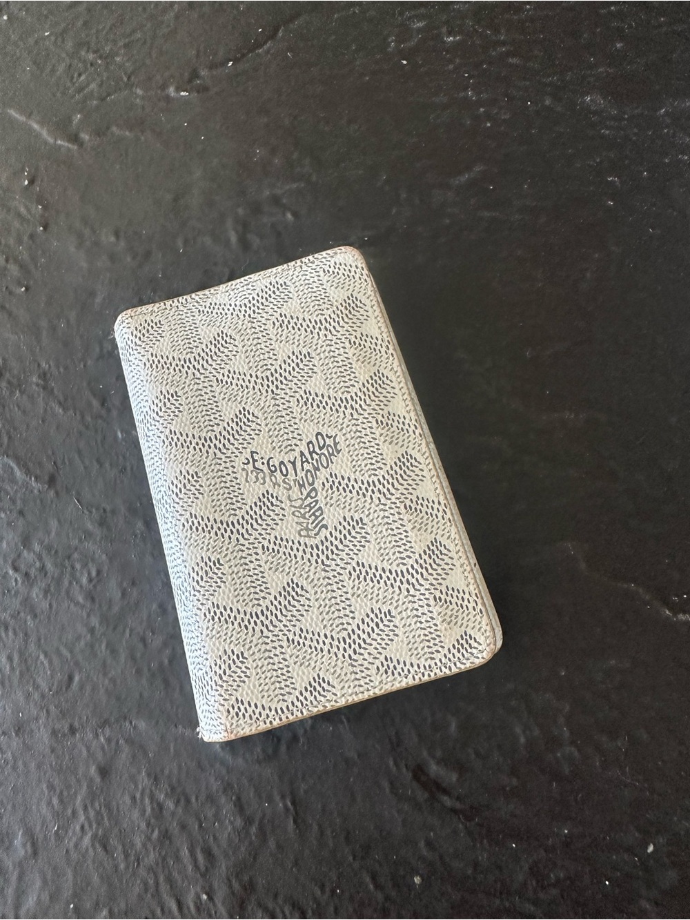 Goyard Card Holder in Light Gray and White Goyardine Pattern